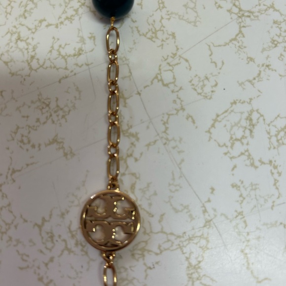 Elegant Gold and Blue Beaded Necklace - Picture 4 of 10